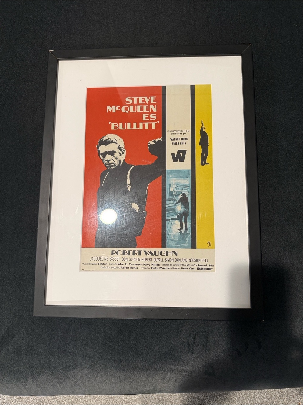 Framed Bullitt Movie Poster Wall Art - Red, Yellow, Blue